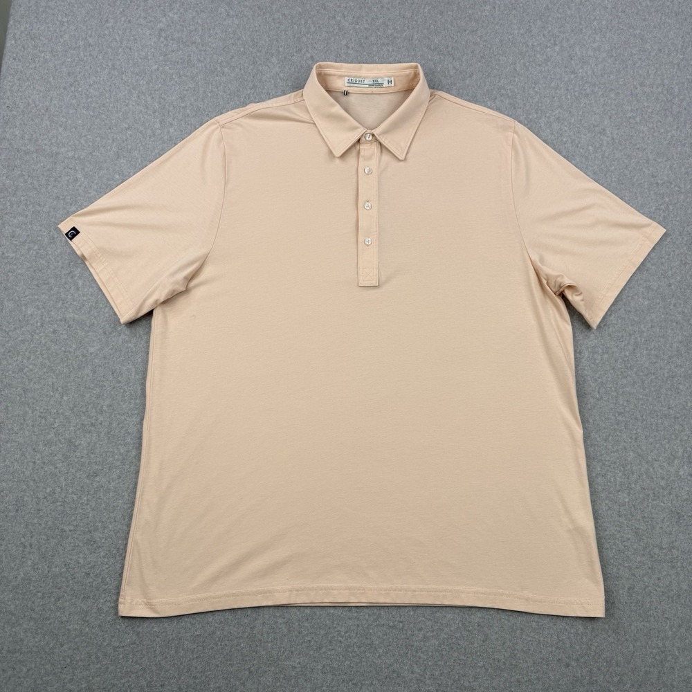 Criquet Shirt Mens 2XL Peach Pink Polo Lightweight Stretch Golf Short Sleeve